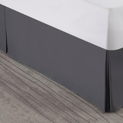 Nestl Dark Gray Bed Skirt Queen Size - 14 Inch Drop, Pleated Microfiber Hotel Quality
