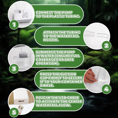 MinrzPet USB-Powered Reptile Shower Kit with Waterfall Fountain & Plush Towel – Bathing Essentials for Bearded Dragons, Frogs & Small Pets