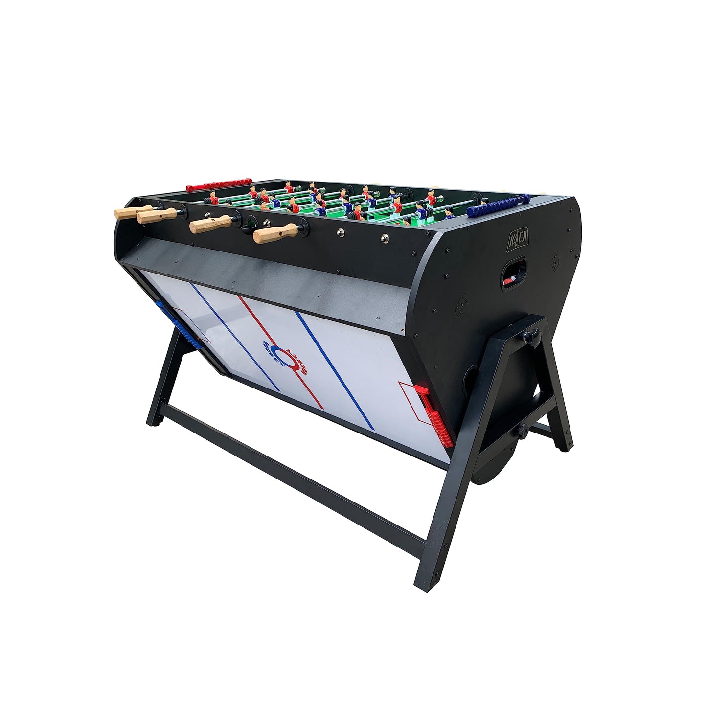 KICK Triplex 55″ Telescopic Rods 3-in-1 Swivel Multi Game Table (Black) – Foosball, Pool/Billiards & Air Hockey