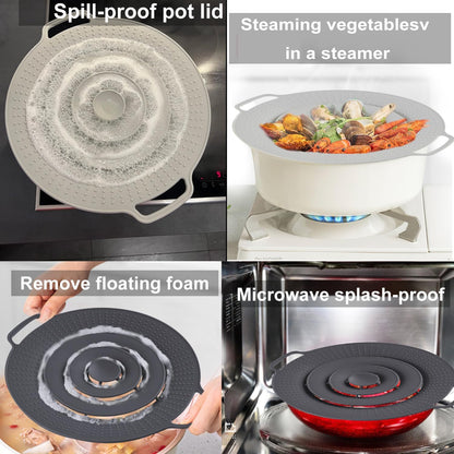 QTECLOR Pot Cover Spill Stopper Lid, Thicken Silicone Boil Over Safeguard, FDA Food Grade Cover for Pots 8" to 11.5"