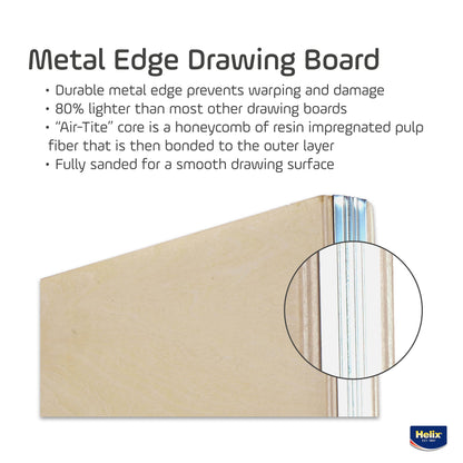 Maped - Helix Wooden Lightweight Drawing Board 18 x 24 Inch - Sketching Outdoors - Precision Metal Edge - Ensures Level Surface, Prevents Warping - Durable, Ample Space, Versatile Use