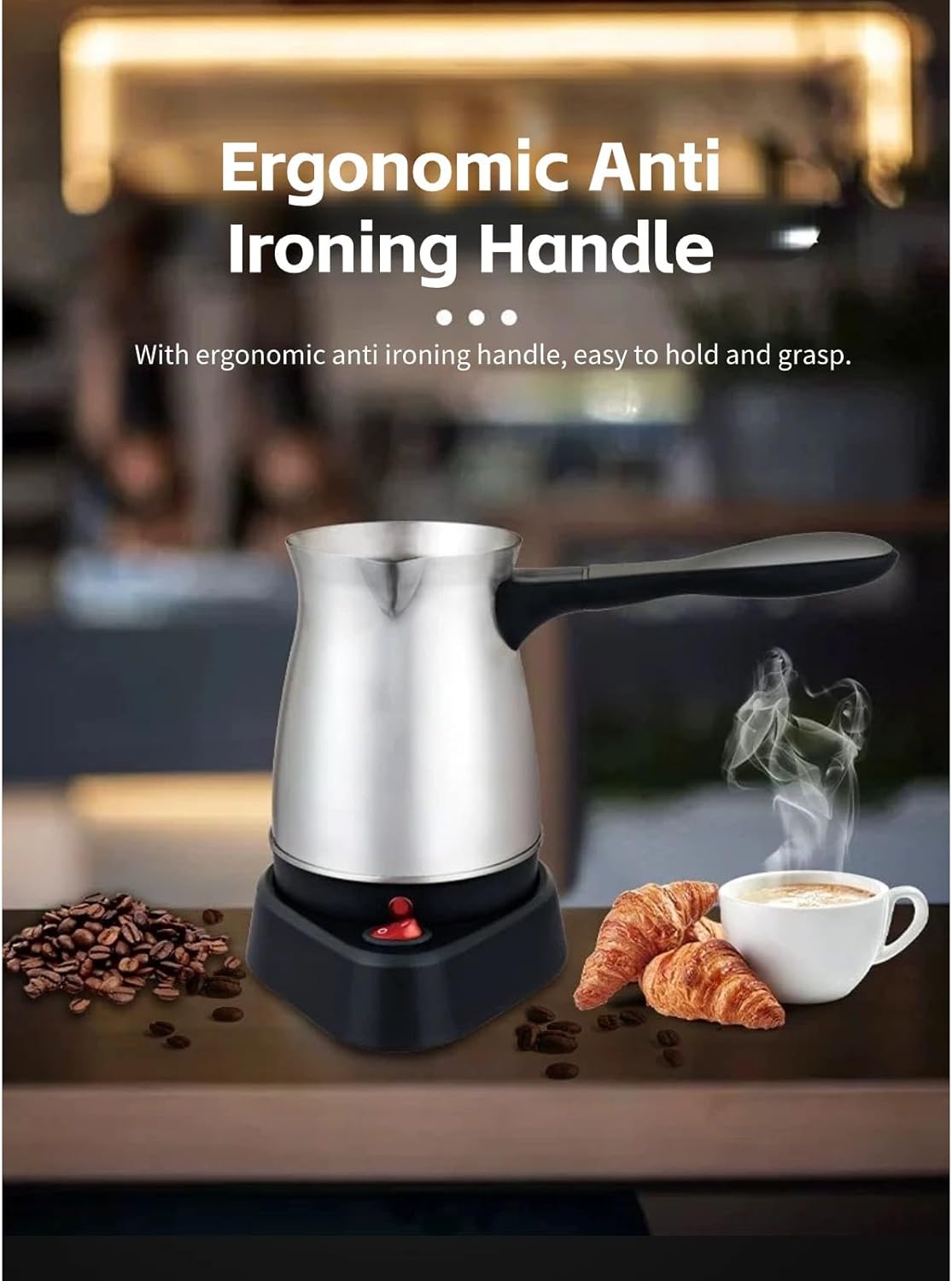 Yoidesu Turkish Coffee Maker, 600ml Brewing Capacity, Stainless Steel Electric Pot for Turkish & Greek Coffee