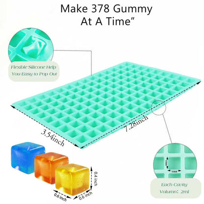3Pack Square Silicone Candy Molds,126- Cavity Non-Stick Mini Gummy Mold for Caramel,Hard Candy,Ice Cube,Chocolate,Ganache (126-Cavity)