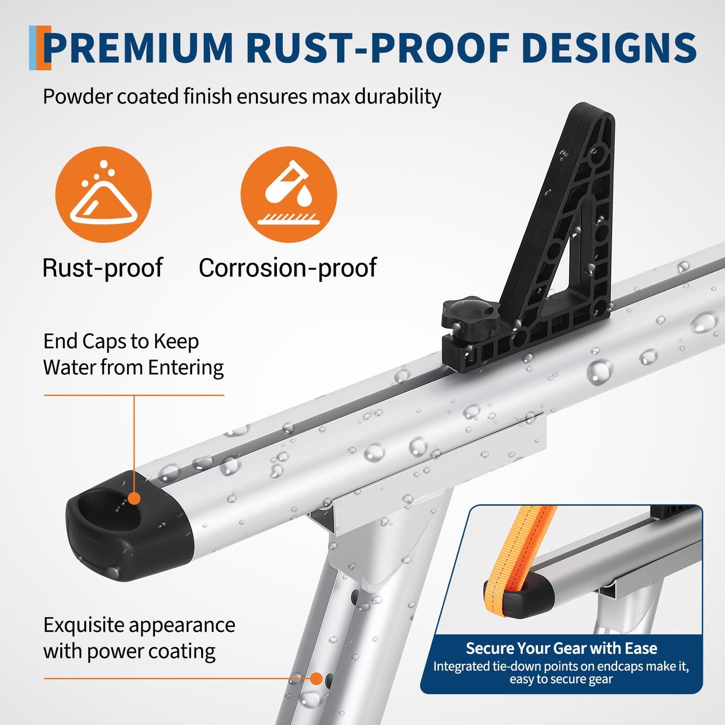 Adjustable Aluminum Pickup Ladder Rack – 35.4" to 71" Width, 800 Lb Heavy Duty 2-Bar Truck Bed Rack with No-Drill c-Clamp Mount – Utility Hauler for Kayaks, Lumber, Surfboards & Ladders – Silver