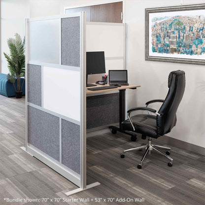 Stand Up Desk Store ReFocus Modular and Expandable Office Partition Wall System (53x70 Starter + 53x70 Extension)