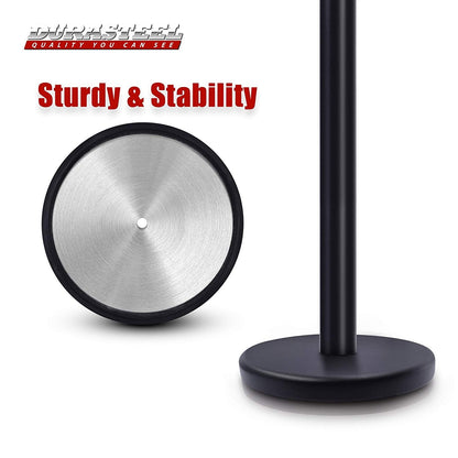 DuraSteel Retractable Belt Stanchion Posts 6-Pack - 6.5ft Crowd Control Barriers - Metal Line Dividers for Restaurants, Banks, Airports, Events - Indoor/Outdoor Queue Rope Barriers