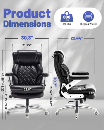 800LBS Big and Tall Office Chair for Heavy People, Heavy Duty Executive Chair with High Back, Extra Wide Seat and Adjustable Lumbar, Large Computer Desk Chair with 5D Flip Arms for Home Office