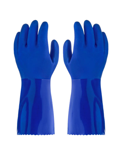 kitchen-star Ultimate Rubber Household PVC Gloves with Comfortable Cotton Lining, Anti-Slip surface, Kitchen Dishwashing, Extra Thickness, Kitchen Cleaning, Working, Painting, Pet Care (Medium, Blue)