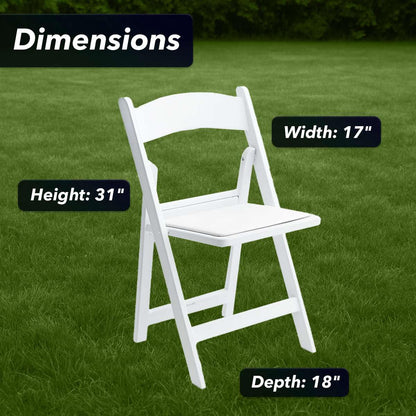 Zedfire Set of 8, White Resin Folding Chairs with Vinyl Seat, Commercial Event Chairs, Foldable Chair for for Party, Wedding, Picnic, Indoor/Outdoor use