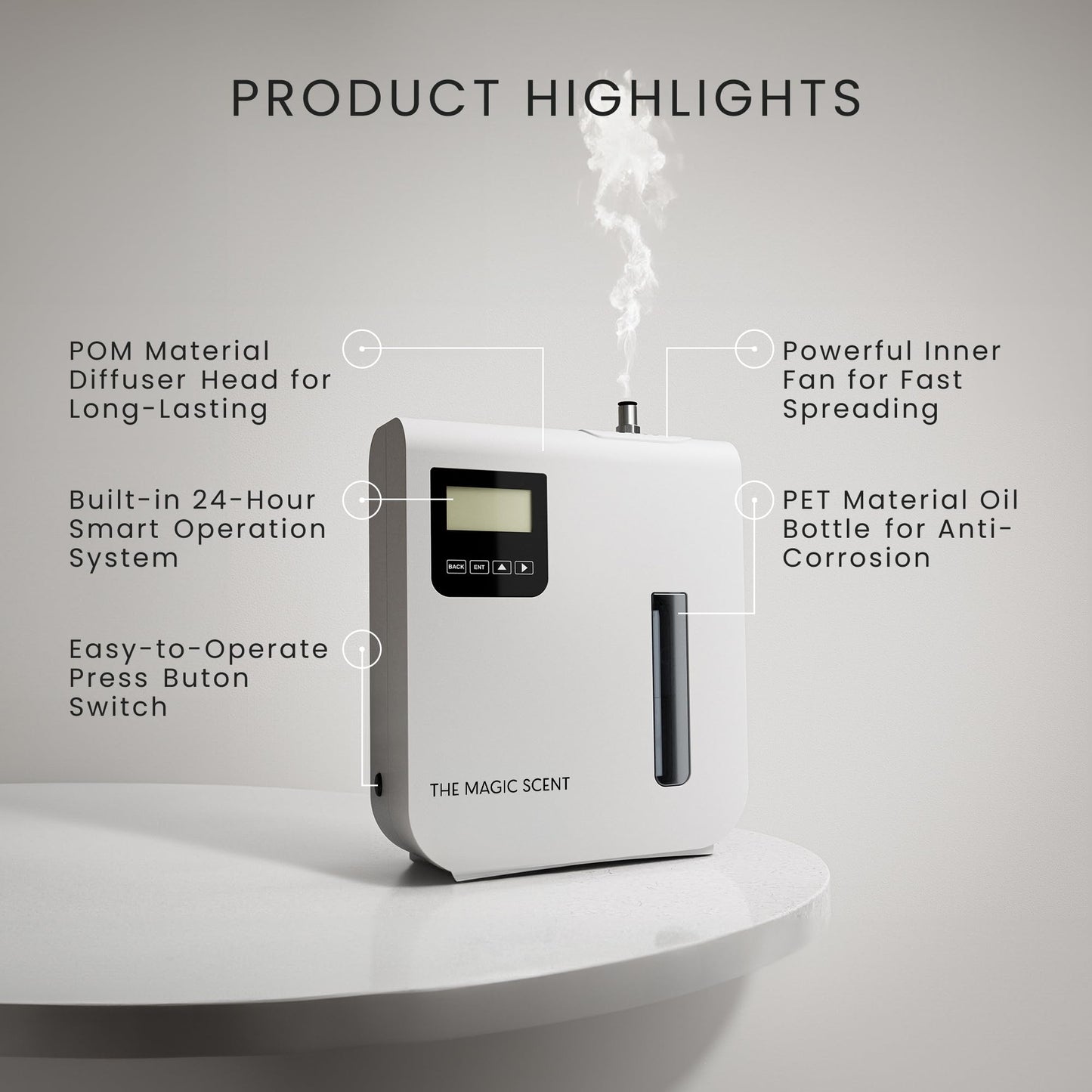 The Magic Scent Diffuser, Scent Air Machine for Home & Hotels, HVAC or Portable Nebulizing Diffuser - Large Room Waterless Aroma Machine - Aroma Oil Included