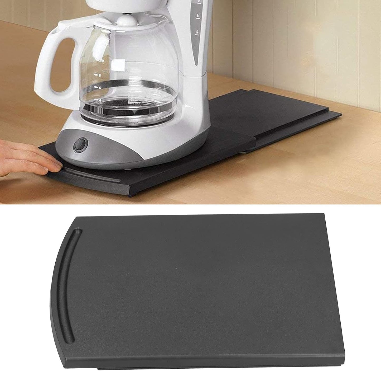Coffee Maker Roller Tray - Kitchen Appliance Rolling Counter, Large Black Kueirg Storage Organization, Sliding Holder