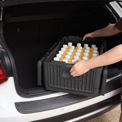 YUANHAO Collapsible Insulated Food Pan Carrier – Top-Loading EPP Catering Hot Box for 8" Full-Size Pans – Thermal Food Transport Warmer for Delivery, BBQ & Events – Keeps Hot/Cold 4+ Hours-Black