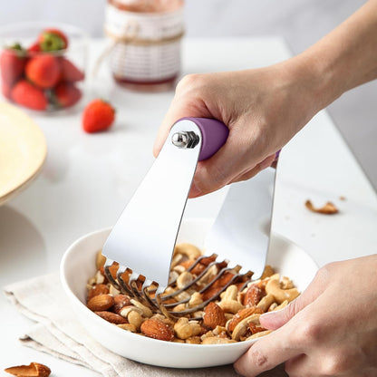 Spring Chef Large Purple Dough Blender, Heavy Duty Stainless Steel Dough Cutter Tool for Baking