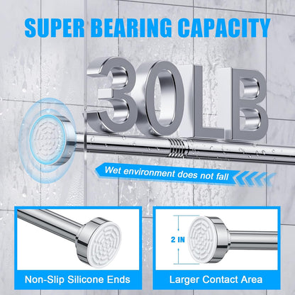 TEECK Adjustable Shower Curtain Rod - 32-80 Inch Anti-Slip, Rust-Free Design | Easy No-Drill Installation