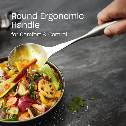 Fissler Essential Vegetable & Rice Serving Spoon, 18/10 Stainless Steel Kitchen Utensil for Serving & Cooking, Ergonomic Handle, Dishwasher Safe