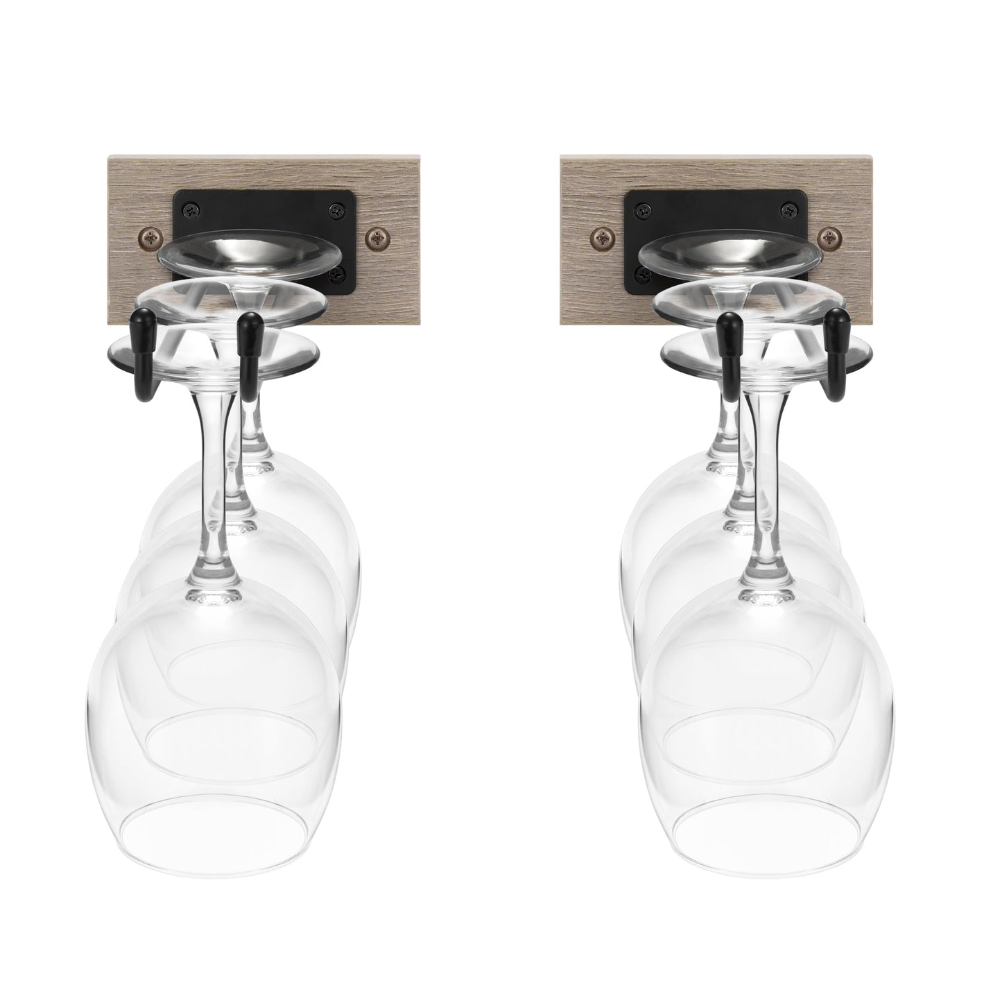 Sorbus Wall Mounted Wine Glass Stemware Rack Set - Wire & Wood Wine Rack Wall Mounted for Wine Glasses, Champagne Glasses, and Drinkware - Complete Your Home Bar & Kitchen Storage, Grey