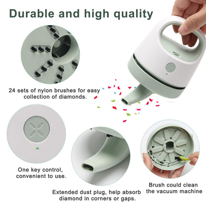Diamond Painting Tools for Drill Quicker Picker, Luxiv Diamond Painting Accessories Tool for Sweep Spilled Diamonds Picker Vacuum Quicker Picker Organizer Spilled Drill with USB Charger, Brush (Green)