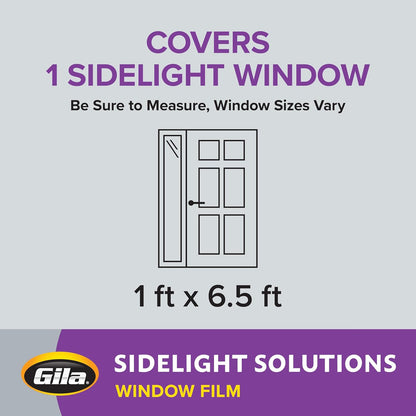 Gila Privacy Décor Frosted Glass Sidelights Window Film, 1ft x 6.5ft, DIY Static Cling
