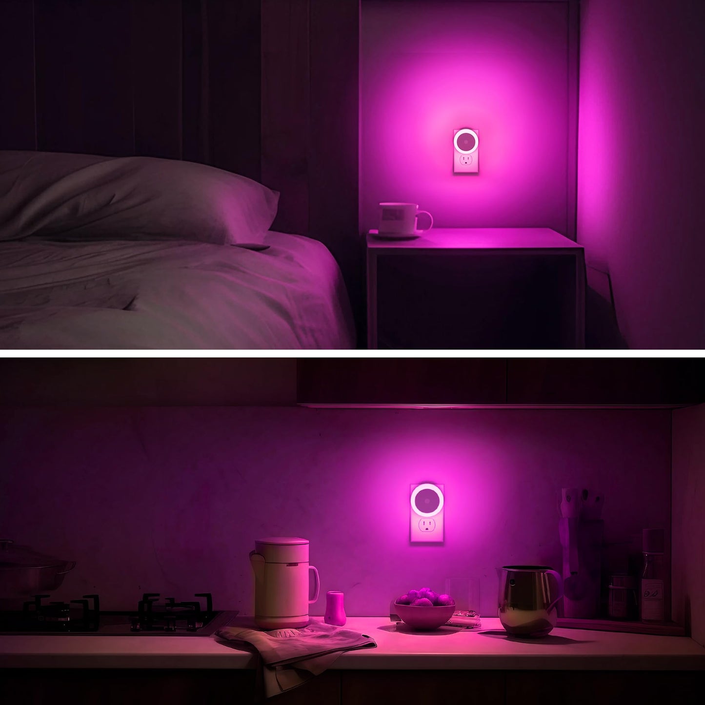 Briignite LED Baby Night Lights Plug into Wall [4Pack], Nightlight with Light Sensors for Kids Room, Bathroom Stair Lights, Hallway Light, Warm White
