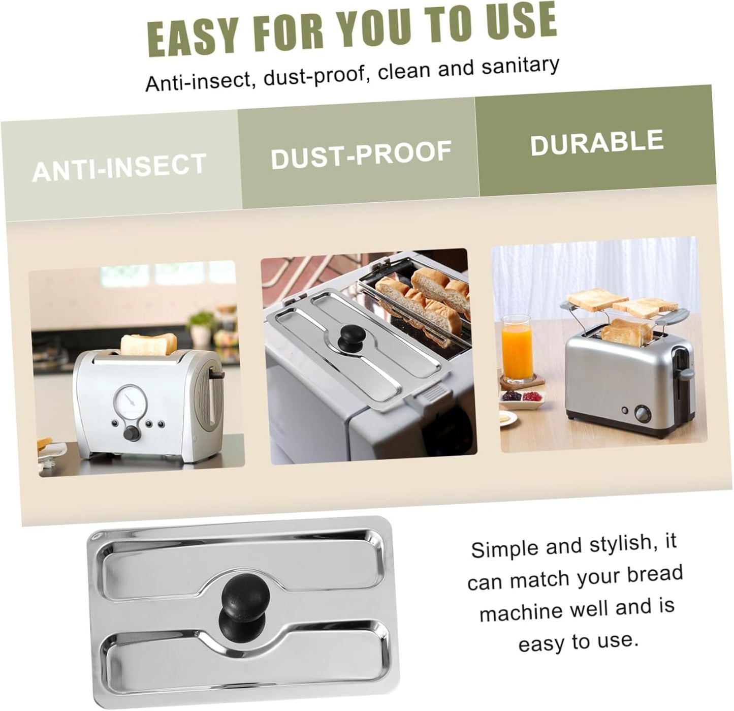 1pc Toaster Cover, Small Appliance Top Cover for Toaster, Stainless Steel Slot Cover