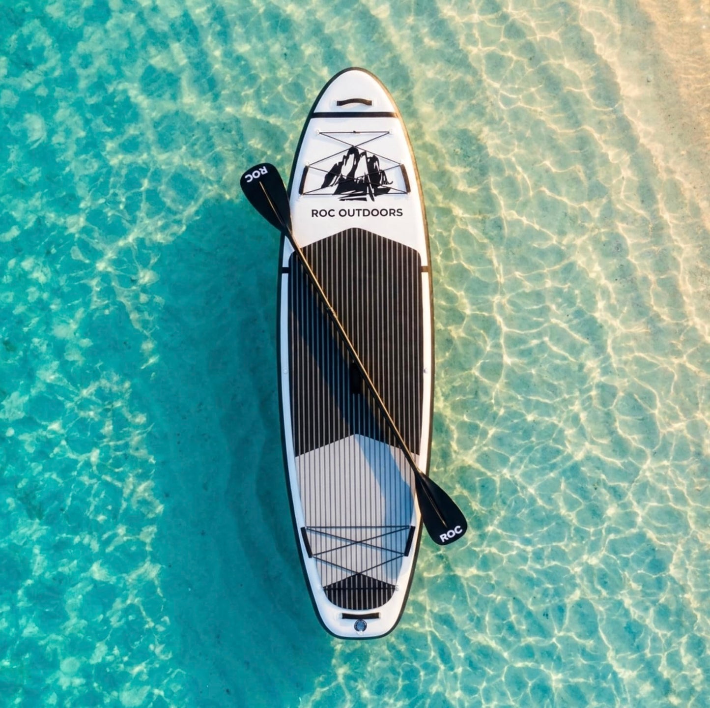 Roc Inflatable Stand Up Paddle Board 10' 6" with Premium SUP Paddle Board Accessories, Wide Stable Design, Non-Slip Comfort Deck for Youth & Adults (Black & White/Kayak Seat)