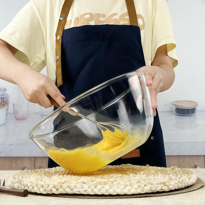 CGNWEEPS 4.7QT Large Glass Mixing Bowl with Yellow Lid, Big Salad Bowl with Lid, Large Glass Bowls for Sourdough and Kithen