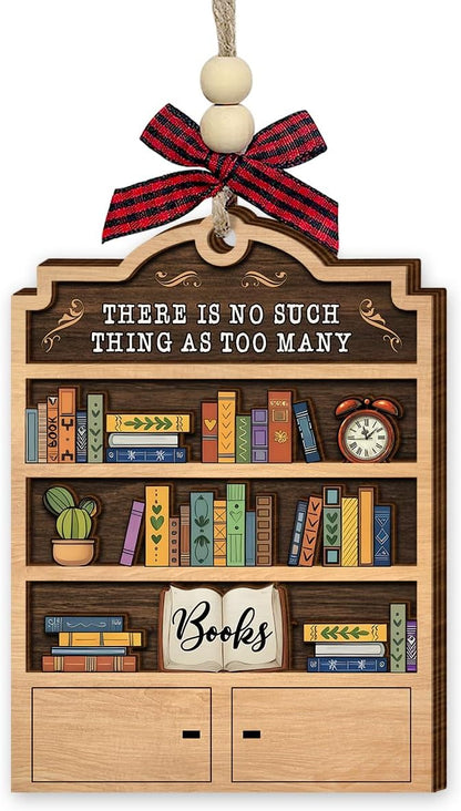 2025 Book Christmas Ornament - Wooden Books Ornaments for Christmas Tree - Book Lovers Gifts for Readers, Women, Men