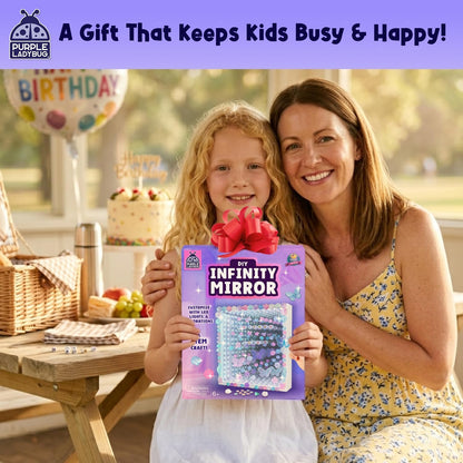 DIY Infinity Mirror Kit for Kids Age 6+ - Crafts for Girls 8-12 with Lights & Custom Letters - Creative10 Year Old Girl Birthday Gifts, Fun Gifts for 6 Year Old Girl, Creative Stem Toys for Ages 8-13