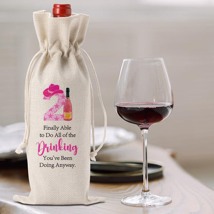 Unique 21st Birthday Gifts for Her Him, Happy 21st Birthday Party Decorations, Wine Bag for Finally Able to Drink