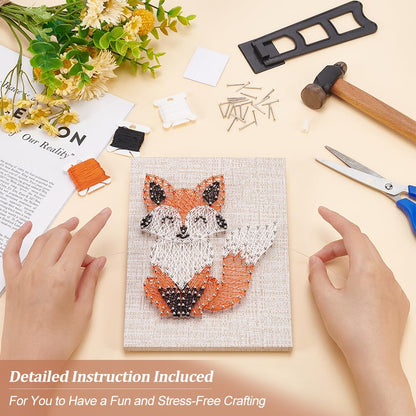 WEBEEDY DIY String Art Kit Fox Craft Kit Creative Animal String Art Craft Kits for Adult Beginners Christmas Holiday Home Wall Table Decorations Gift