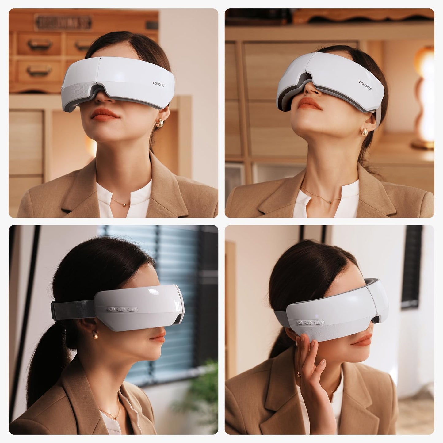 TOLOCO Eye Massager with Heat, FSA/HSA Eligible Eye Mask Massager for Migraines with Bluetooth Music, Face Massager for Eye Strain, Improve Sleep, Wedding, Birthday Gifts for Women/Men