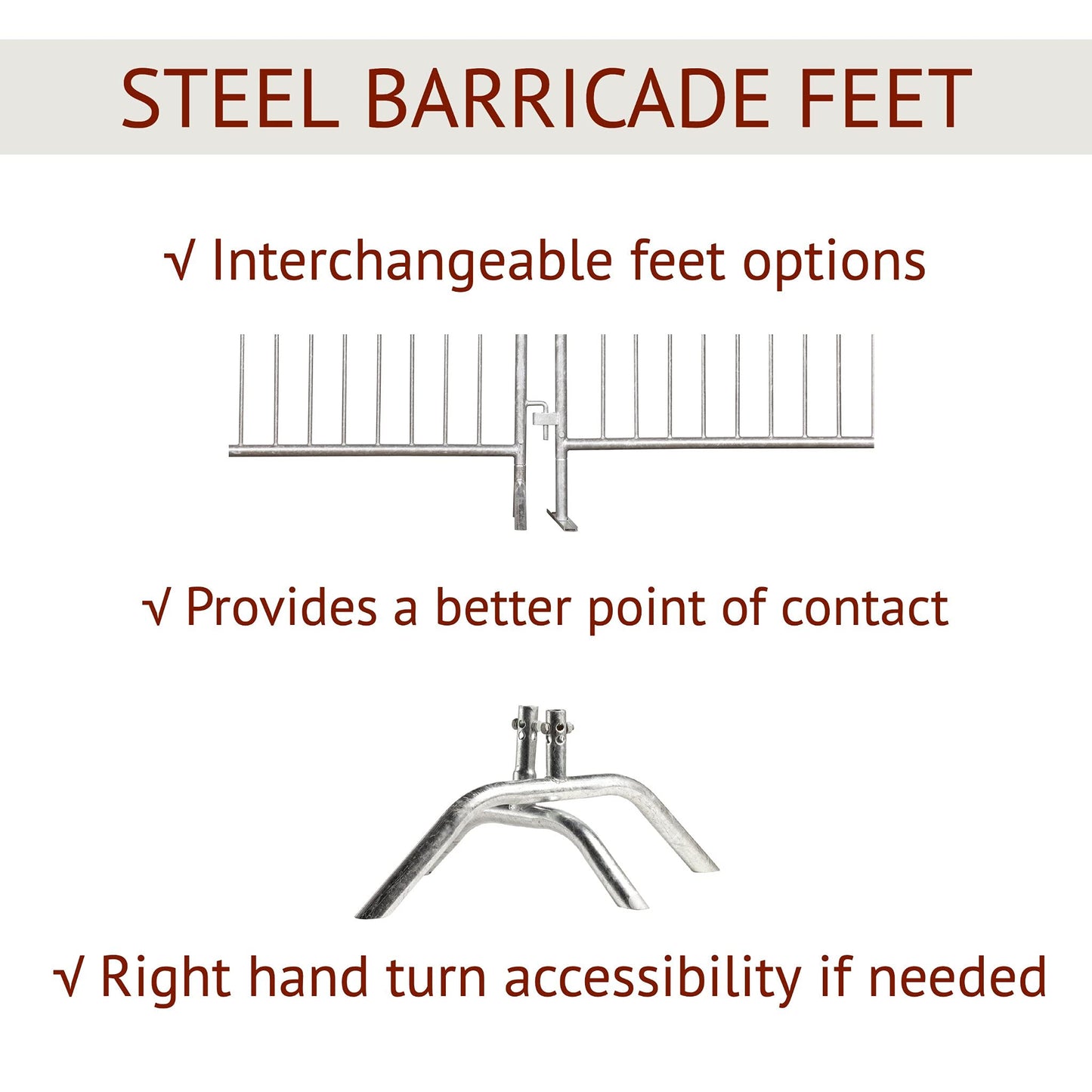 Trafford Industrial Angry Bull Barricades Metal Interlocking Steel Barricade (6.5 Ft. Economy, Light Weight & Pre-Galvanized, Bridge Feet, Zinc Coated Steel, Set of 20)