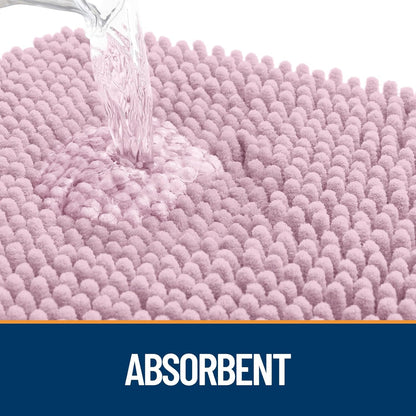 OLANLY Dog Door Mat - Absorbent Non-Slip Washable Chenille Mat for Muddy Paws | 47x17, Dusty Rose