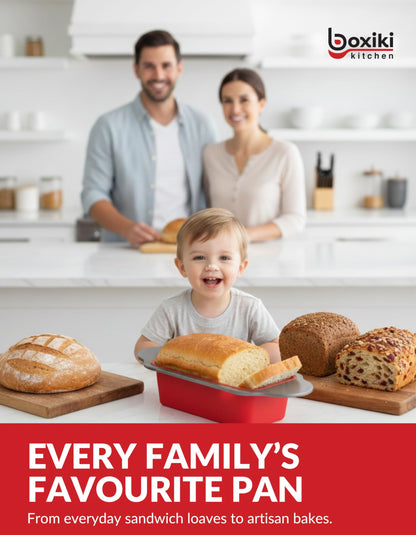 Boxiki Kitchen Premium Non-Stick Silicone Bread Loaf Pan, 9x5 Inches – Heavy-Duty Steel Frame, Non-Toxic, BPA & PFOA Free – Perfect for Pound Cakes, Breads, & More.
