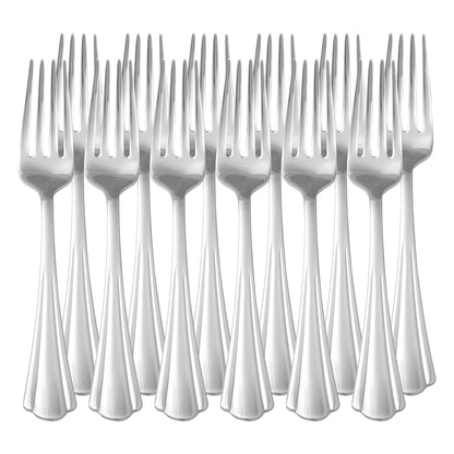 Amazon Basics Stainless Steel Dishwasher Safe Dinner Forks with Scalloped Edge, Well-Balanced Weight, Silver, Pack of 12