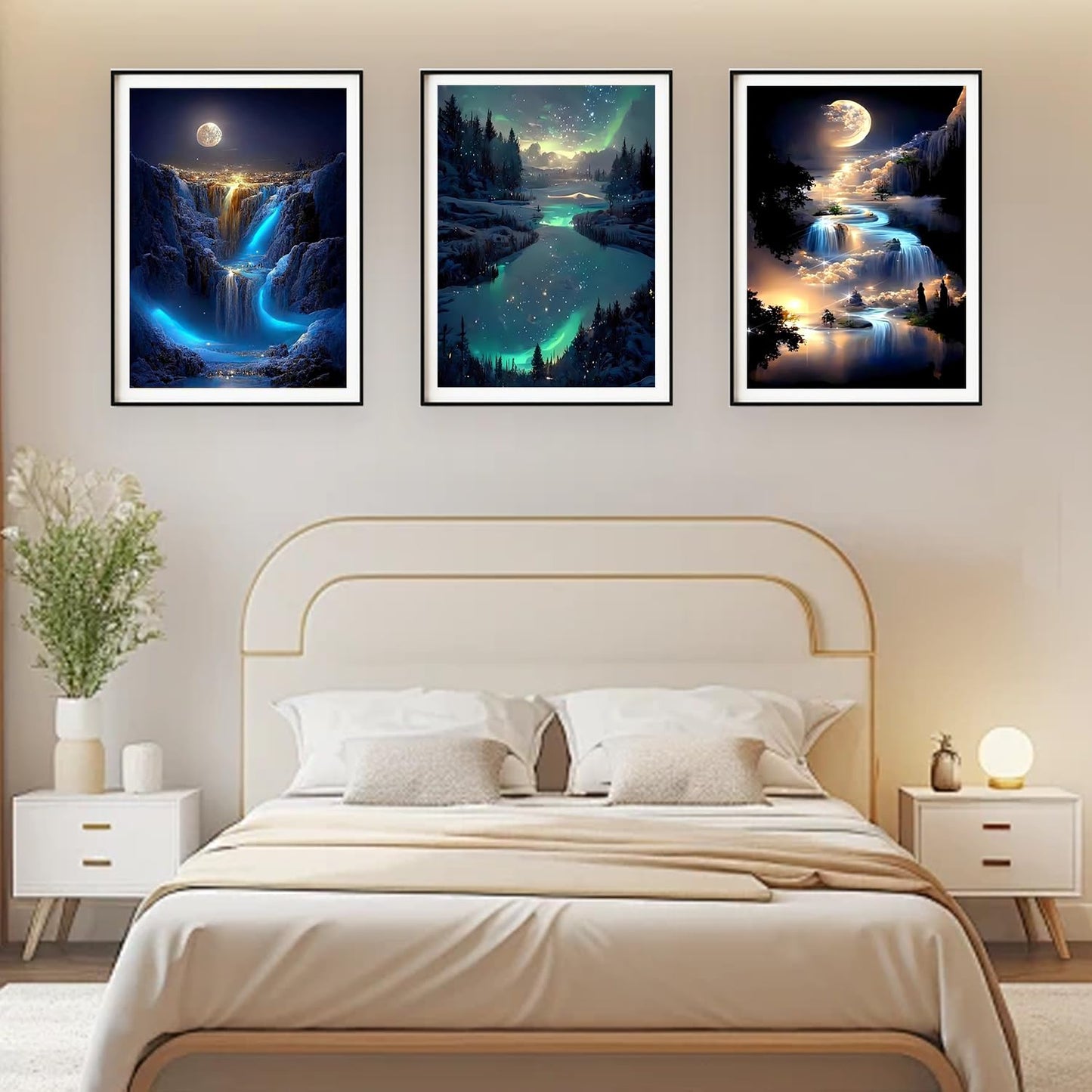 Diamond Art Kits for Adults Beginner,6 pack Waterfall Scenery DIY Modern Diamond Painting Kits 5D Diamond Dots Gem Art Crafts with Tools,Round Full Drill Crafts for Home Wall Decor&Gift-12x16in