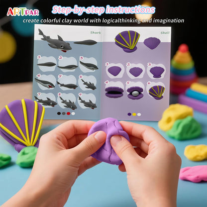 ARTPAR Air-Dry Clay Kit for Kids,12 Marine Animals‌ Modeling Magic Clay Sculpting Tools Set,Non-Sticky, Ultra-Light,Creative DIY School Arts & Crafts Gifts for Boys & Girls Ages 3-12