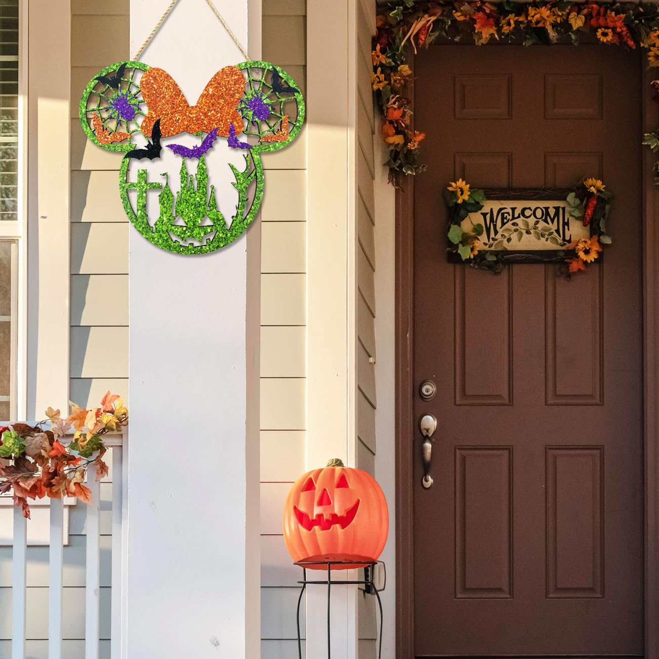 Halloween Door Decorations, Wooden Sign for Front Door, Halloween Welcome Sign for Halloween Party Supplies
