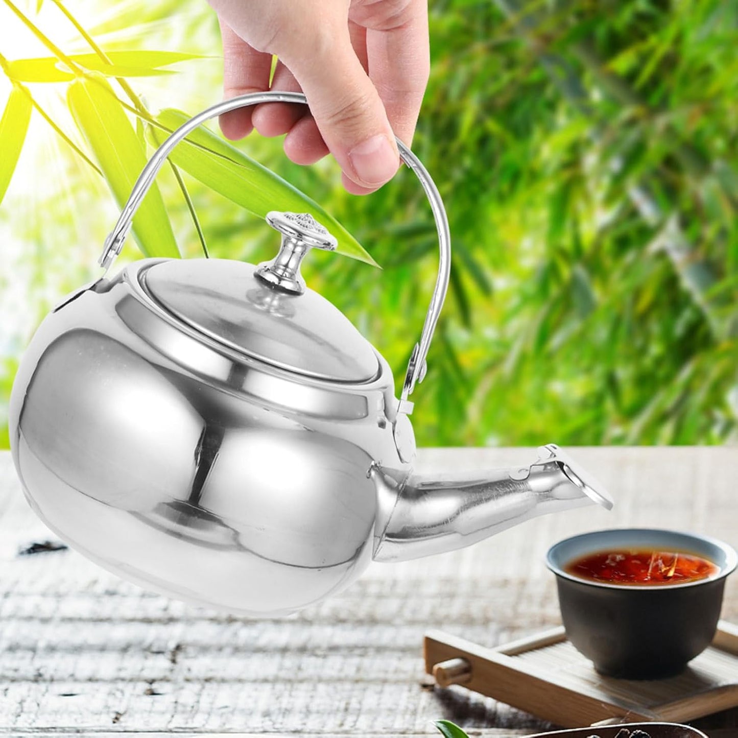 ULTECHNOVO Stainless Steel Camping Tea Kettle, Whistling Boiling Kettle for Outdoor Use