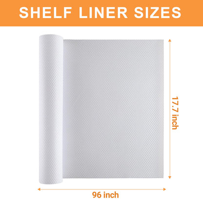 FLPMIX Shelf Liner White - Waterproof Pantry Cabinets Liners - Washable Non-Adhesive Kitchens Drawer Paper - Easy to Cut EVA Bathroom Cupboard Mat 17.7" X 96Inch