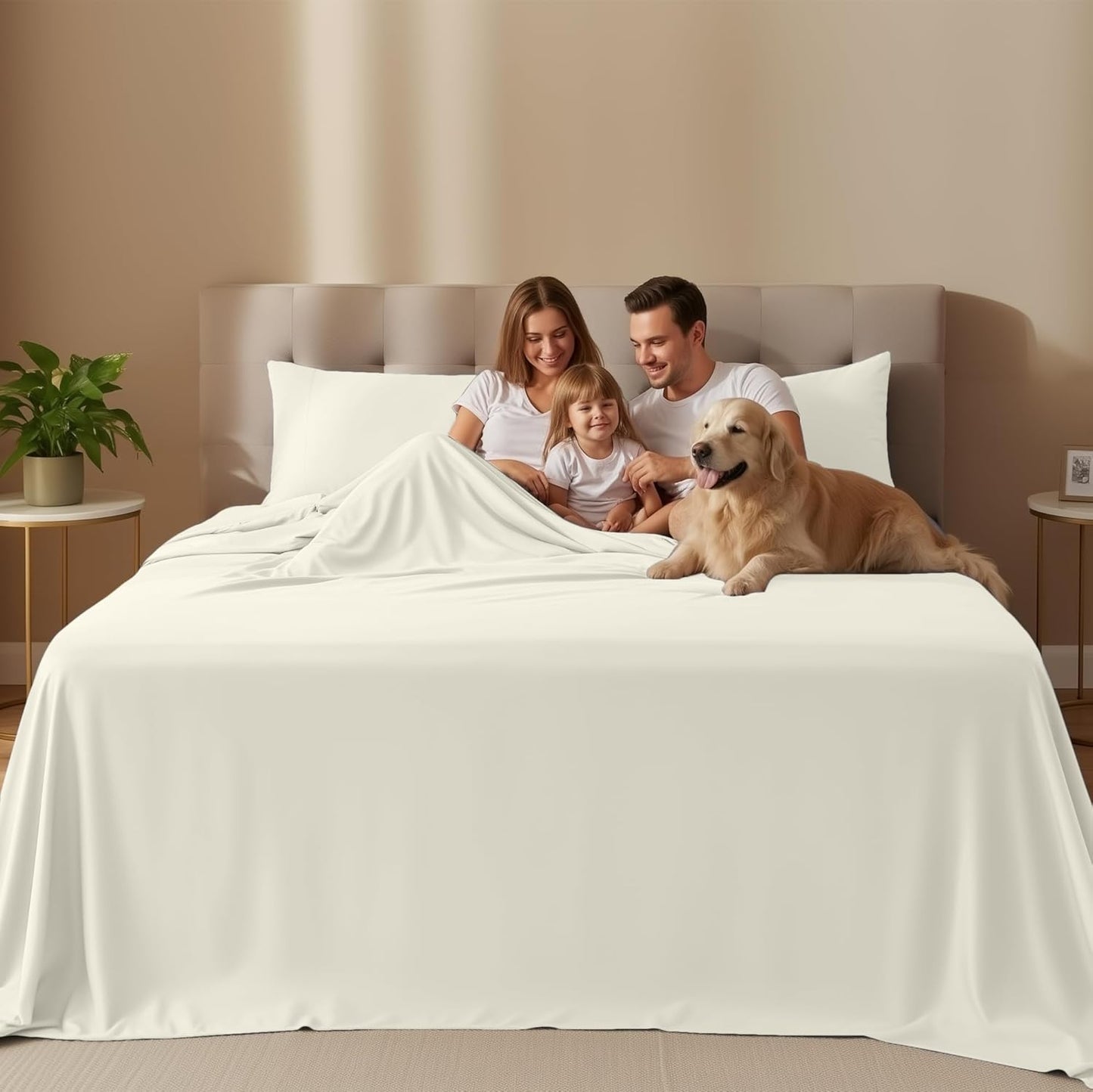 Utopia Bedding King Size Sheet Set - Soft, Breathable Microfiber | 4-Piece Ivory Bed Sheets Set
