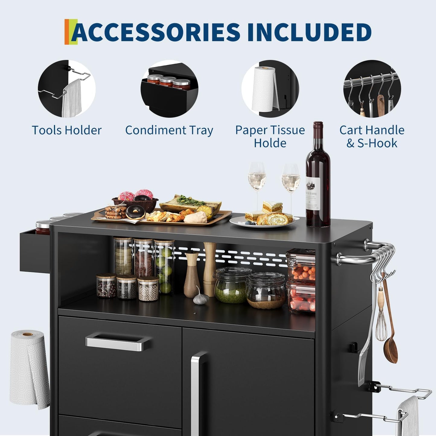 Heavy Duty Outdoor Grill Cart with Stainless Steel Prep Table, Lockable Wheels, Spacious Storage Cabinet, and Island Table Design for Patio or Kitchen Use