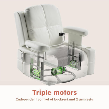 MAMAZING Lullapod Power Nursery Recliner Rocking Chair, Triple Motor Power Recliner with HugAssist Armrest, 270° Swivel Glider and Quiet Rocking Chair Nursery with Dual Charging Port and Storage