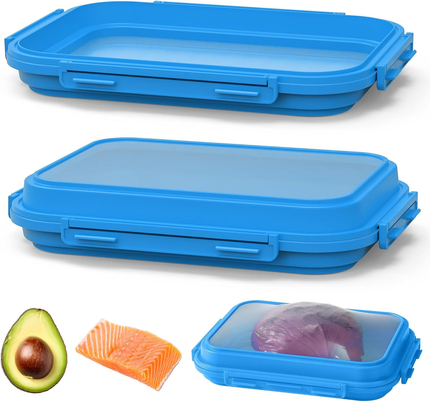 2-Piece Set K05-dark Airtight Food Storage Containers Avocado Saver, Onion Keeper, Silicone Kitchen Organizers