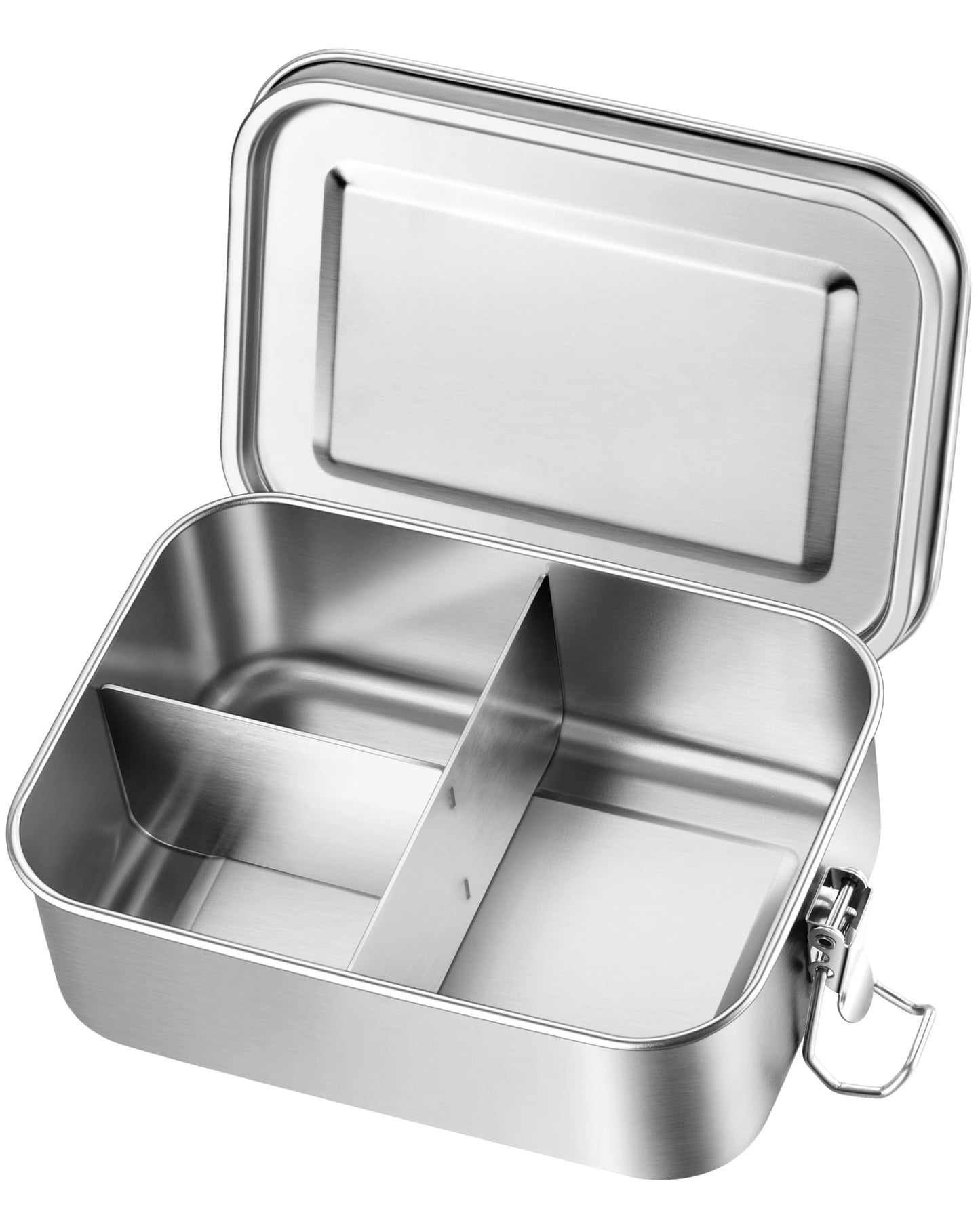 Leonyo 18/10 Stainless Steel Bento Box 28oz, 850ml Metal Lunch Box with Removable Divider, 3 Compartments Stainless Steel Food Snack Lunch Containers for Woman Man, Leak-Proof, Dishwasher Safe