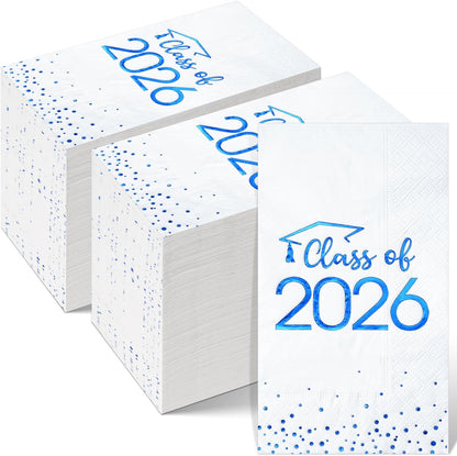 200pcs 2026 2026 Class of Graduation Napkins, Disposable Congrats Grad Cocktail Napkins Foil Dot Paper Hand Towels