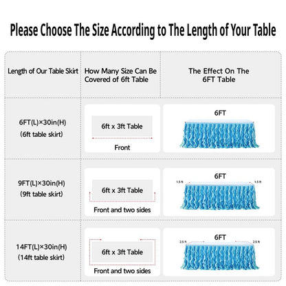 leegleri 14ft Tutu Table Skirt for 6/8ft Rectangle or Round Tables-Under The Sea Ocean Blue Baby Shark Themed Tutu Table Skirt for Baby Shower, Birthday Party,Gender Reveal