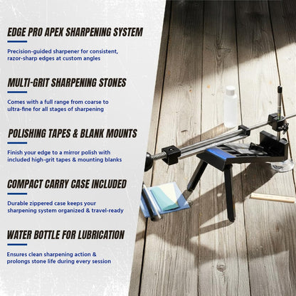 EDGE Pro 1 Professional Knife Sharpening System – Guided Knife Sharpener Kit with Adjustable Angles and Waterstones – Compact USA Made Sharpener for Kitchen, Camping, Hunting, and Fishing Knives