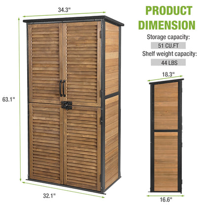 Outdoor Storage Shed with Adjustable Shelfs Tool Cabinet with Floor,Wooden Garden Shed for Backyard, Lawn, Patio Utility