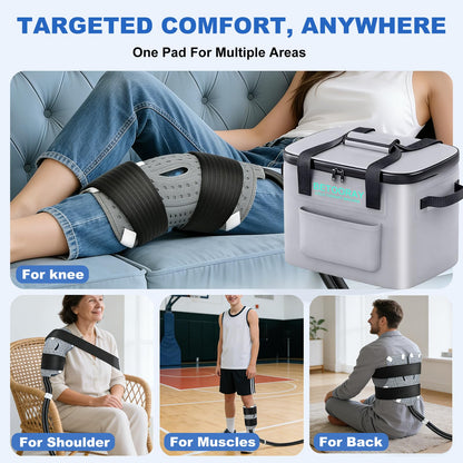Ice Machine for Knee After Surgery, Portable Cold Therapy Machine, Knee Replacement Recovery System with Programmable Timer, 3 Speeds & 18 Hours Cooling, Pain Relief for Injuries Recovery